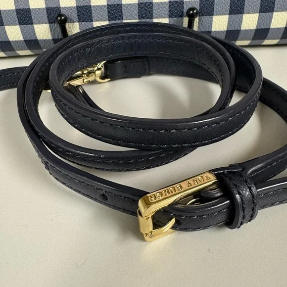 Tory Burch Robinson Navy White Gingham Crossbody - LNC - Picture 10 of 13